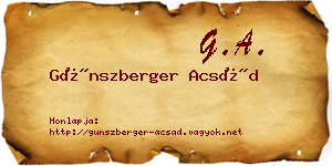 Günszberger Acsád névjegykártya